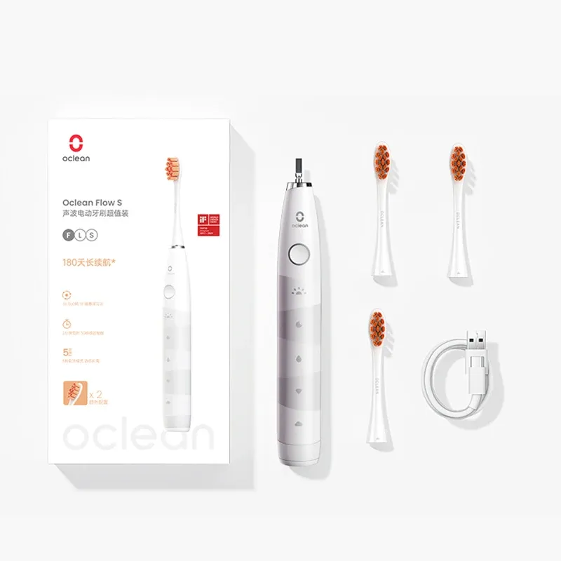 Brosse à dents électrique Oclean pour adultes, autonomie 150 jours, 3 têtes, 5 modes, étanche IPX7 9