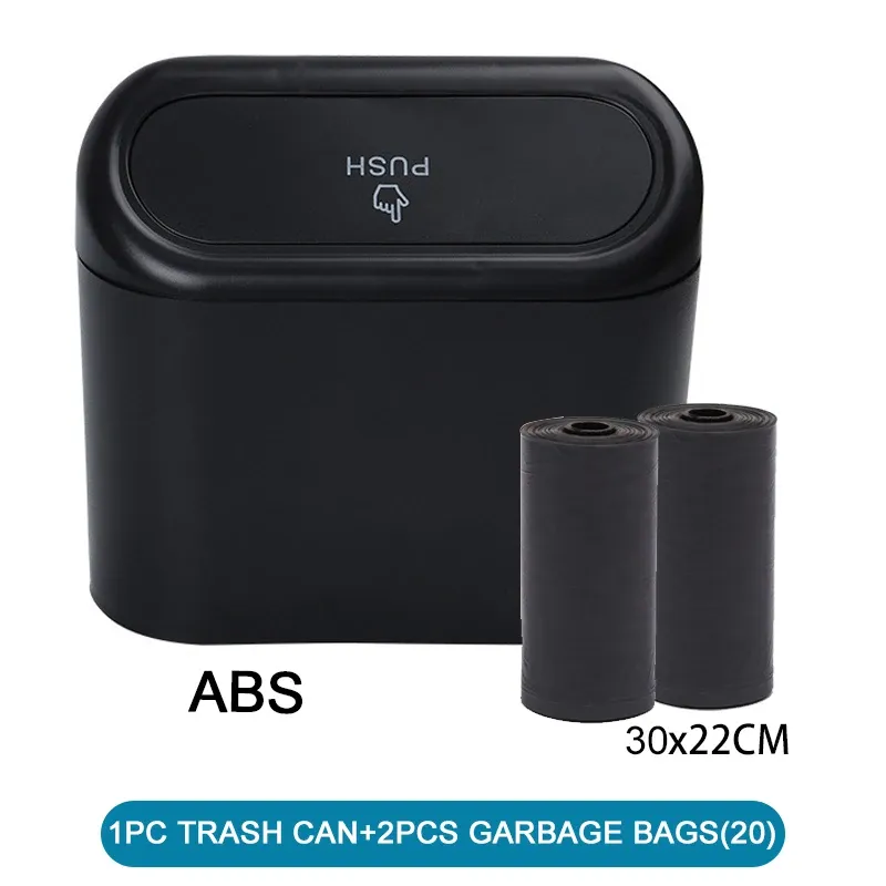 Poubelle de voiture avec couvercle, 1/2/3 pièces, livrée avec 60 sacs poubelles (300), petite poubelle de voiture anti-fuite, accessoire mini pour voiture 8
