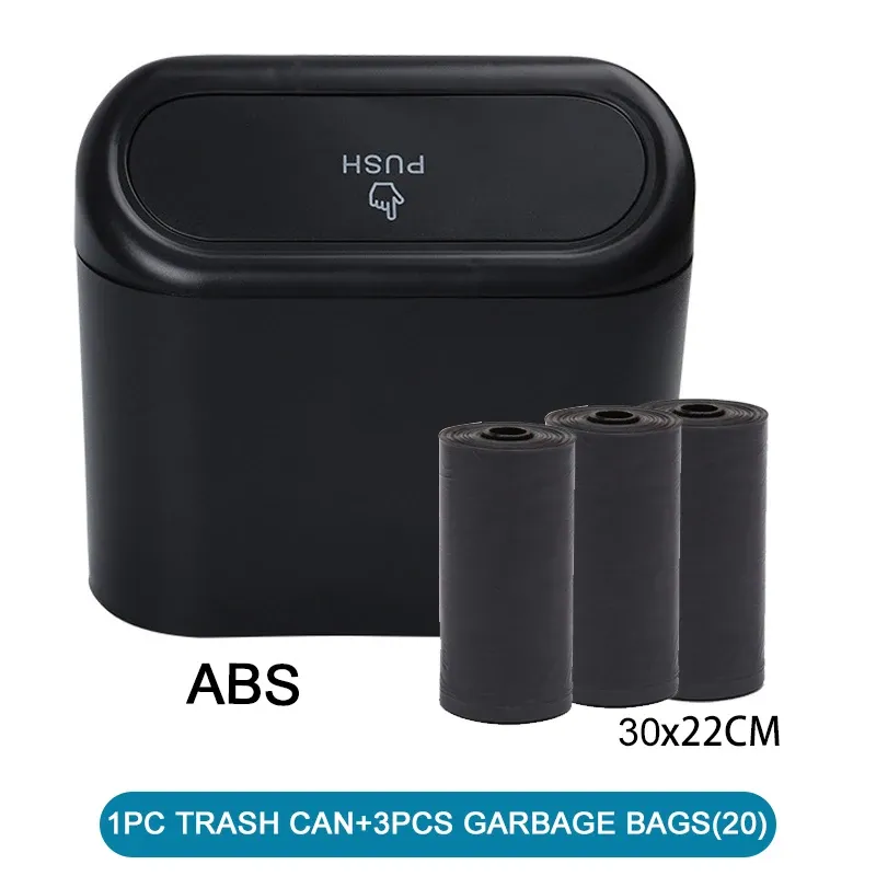 Poubelle de voiture avec couvercle, 1/2/3 pièces, livrée avec 60 sacs poubelles (300), petite poubelle de voiture anti-fuite, accessoire mini pour voiture 9