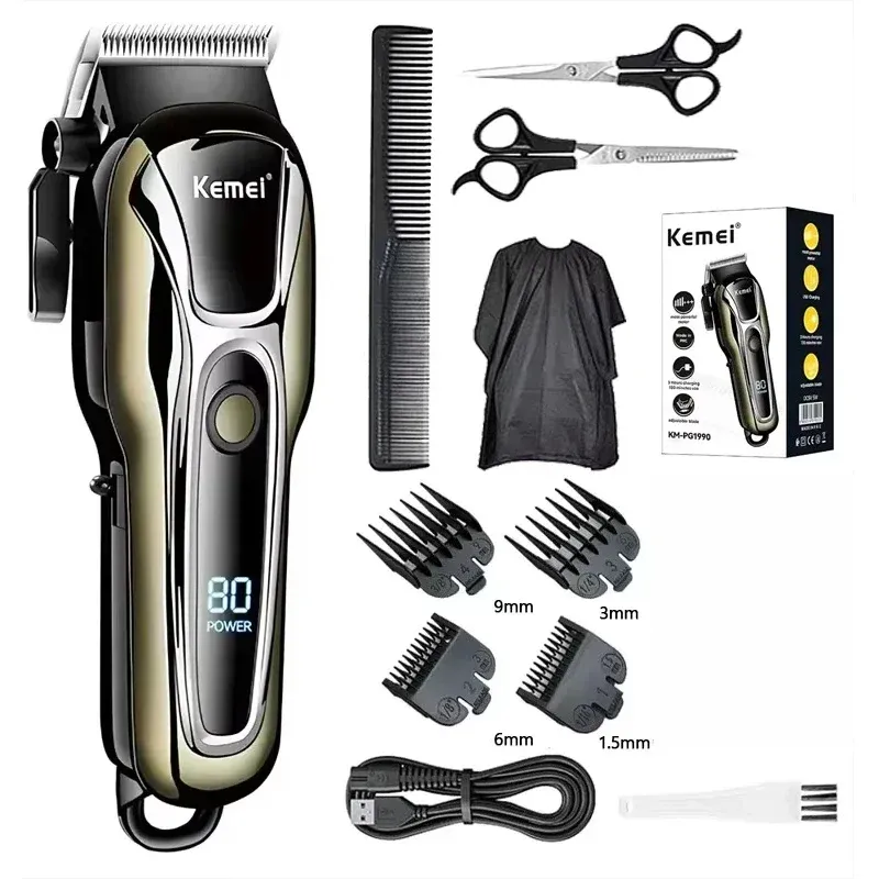 Tondeuse à cheveux Kemei PG1990A rechargeable, professionnelle et sans fil, avec sabots limiteurs, pour hommes 11