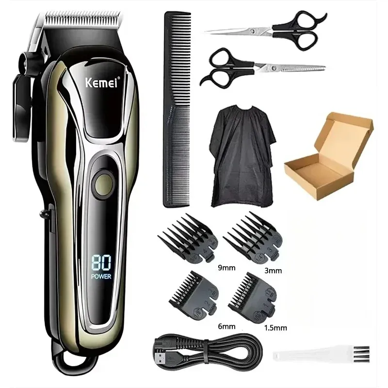 Tondeuse à cheveux Kemei PG1990A rechargeable, professionnelle et sans fil, avec sabots limiteurs, pour hommes 9
