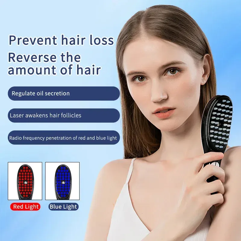 Peigne de massage électrique pulvérisateur pour cuir chevelu, avec vibrations et LED 3