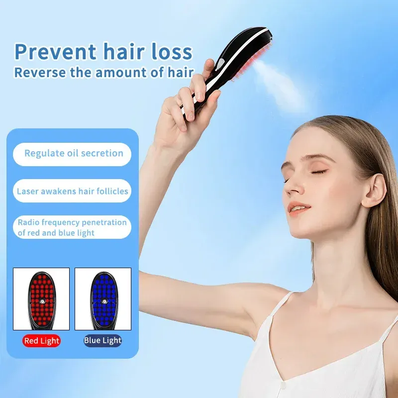 Peigne de massage électrique pulvérisateur pour cuir chevelu, avec vibrations et LED 2