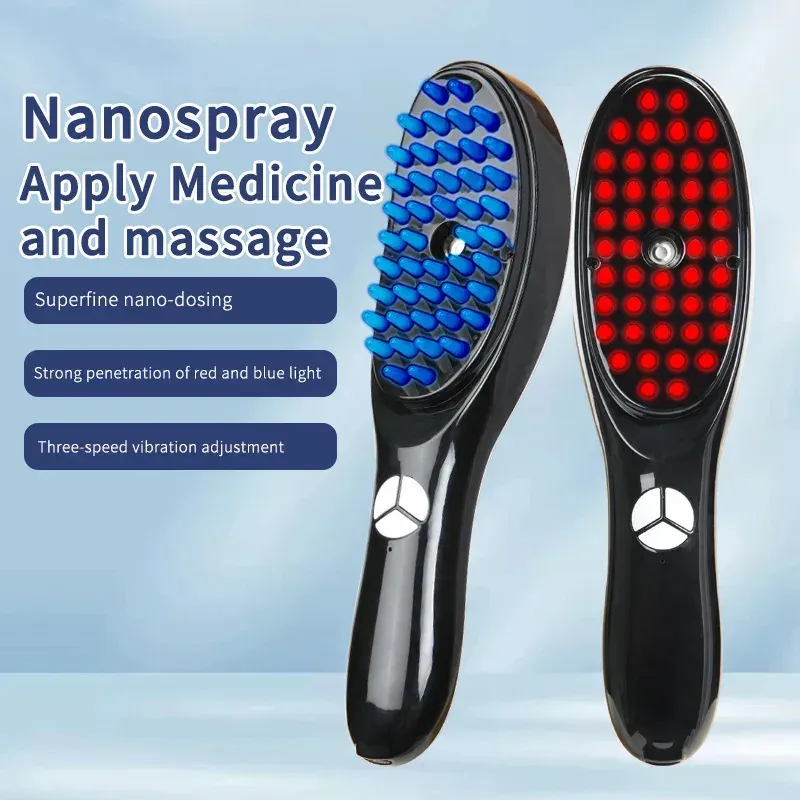 Peigne de massage électrique pulvérisateur pour cuir chevelu, avec vibrations et LED