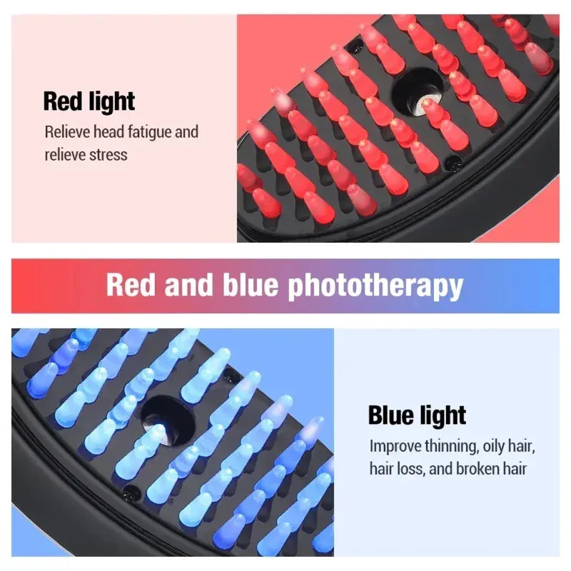 Peigne de massage électrique pulvérisateur pour cuir chevelu, avec vibrations et LED 5