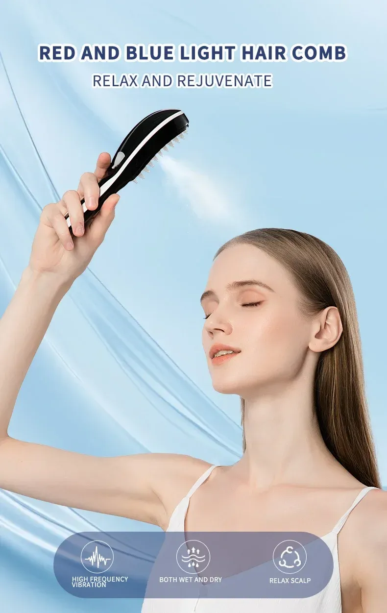 Peigne de massage électrique en spray pour la croissance des cheveux