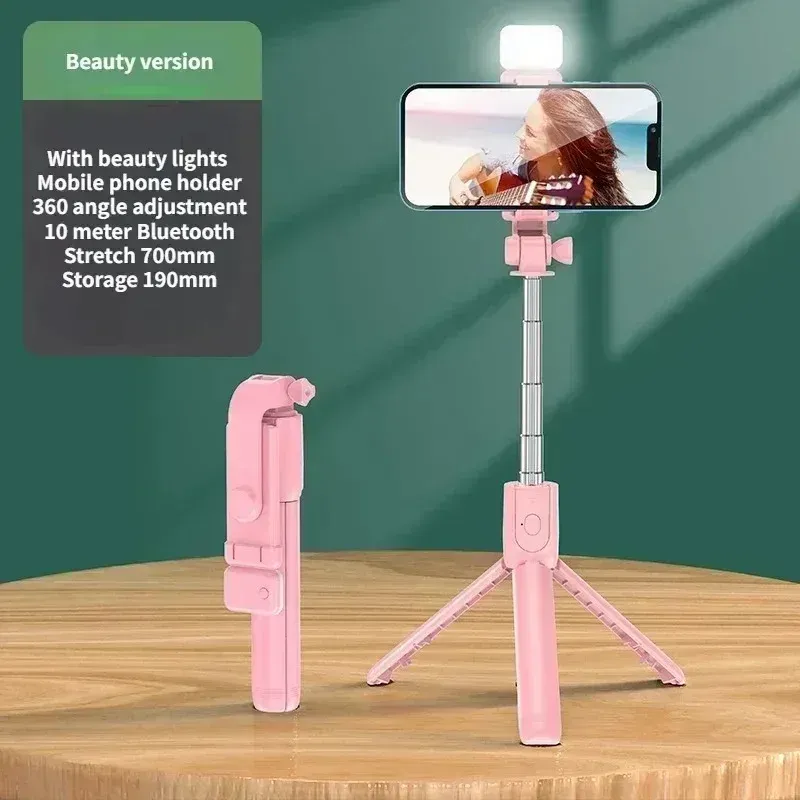 Perche à selfie sans fil avec trépied, lumière LED et télécommande Bluetooth, trépied extensible pour iPhone et smartphones, idéal pour la diffusion en direct 10