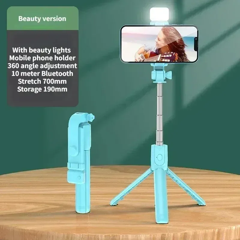 Perche à selfie sans fil avec trépied, lumière LED et télécommande Bluetooth, trépied extensible pour iPhone et smartphones, idéal pour la diffusion en direct 13