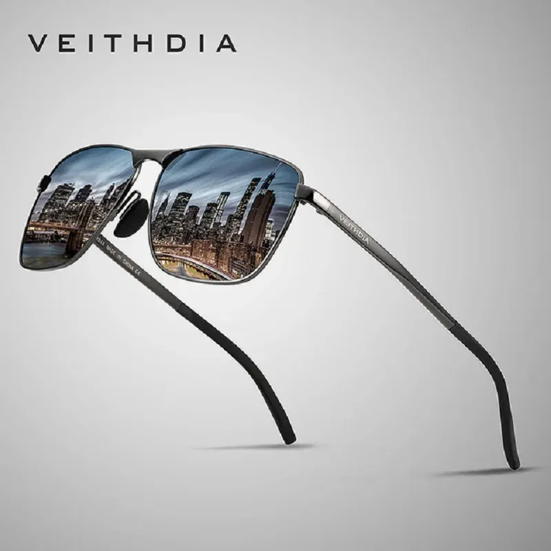 Lunettes de soleil de sport vintage VEITHDIA pour hommes, verres polarisés UV400, modèle unisexe V2462