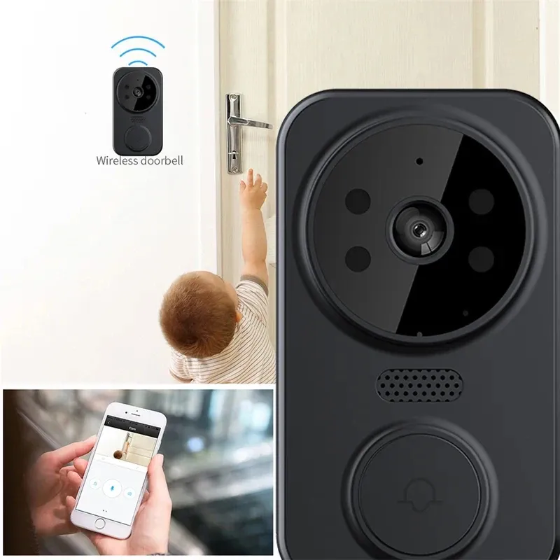 Sonnette vidéo intelligente sans fil HD 1080p avec vision nocturne, Wi-Fi 2,4 GHz, détection de mouvement, audio bidirectionnel et service cloud 5