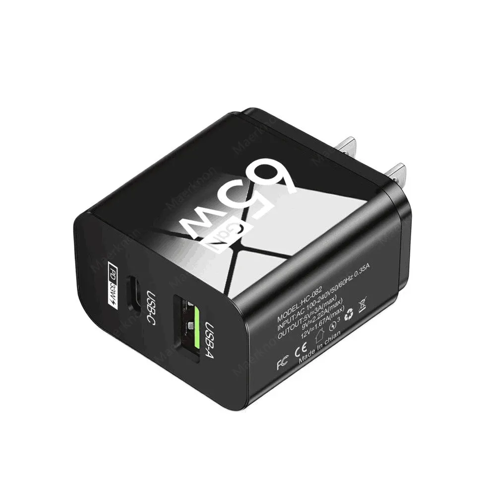 Chargeur mural USB-C 65 W GaN à charge rapide pour iPhone, Samsung et Xiaomi, prises UE et US 7
