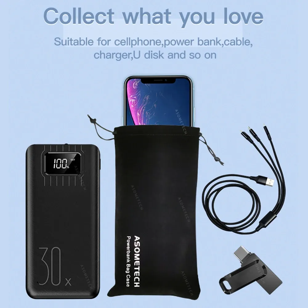 Étui souple de rangement pour batterie externe et téléphone portable, protection et transport en voyage 2