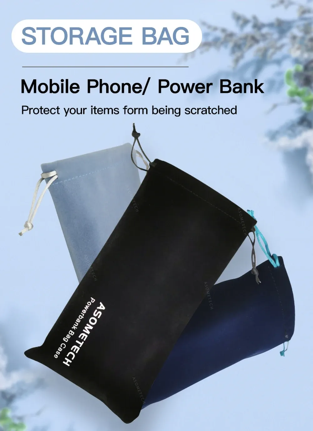 Pochette de téléphone et batterie externe en situation