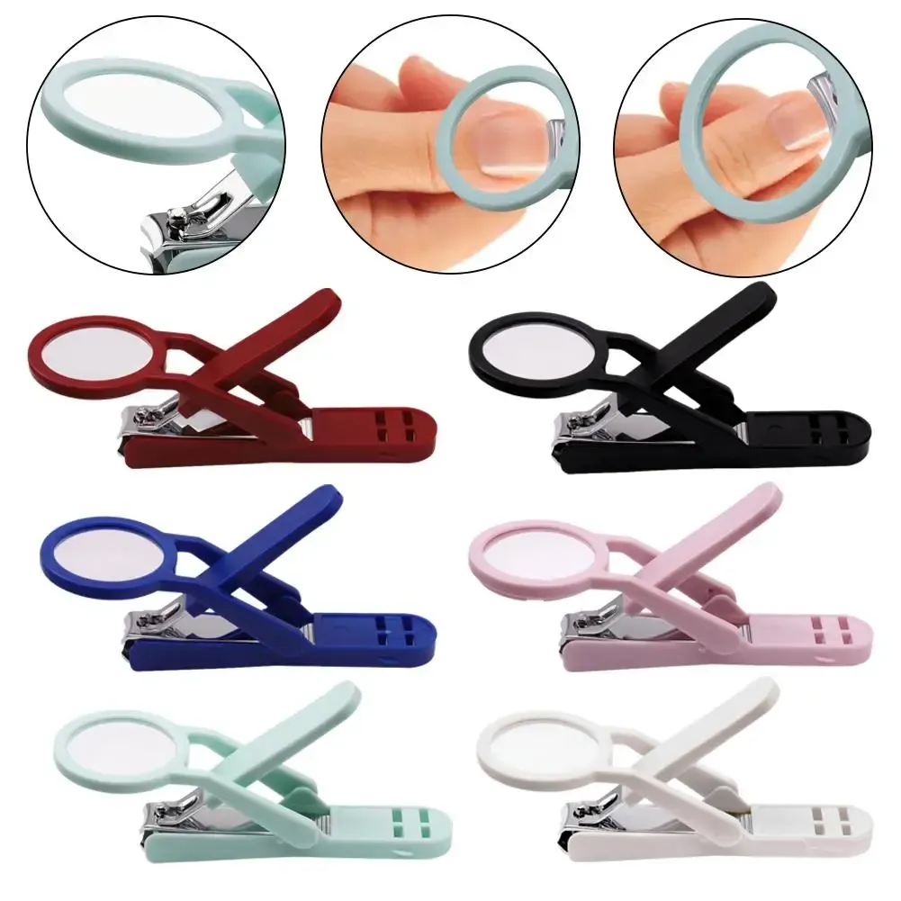 Coupe-ongles avec loupe pour seniors, pratique, en acier inoxydable, anti-éclaboussures, grand outil de beauté 2