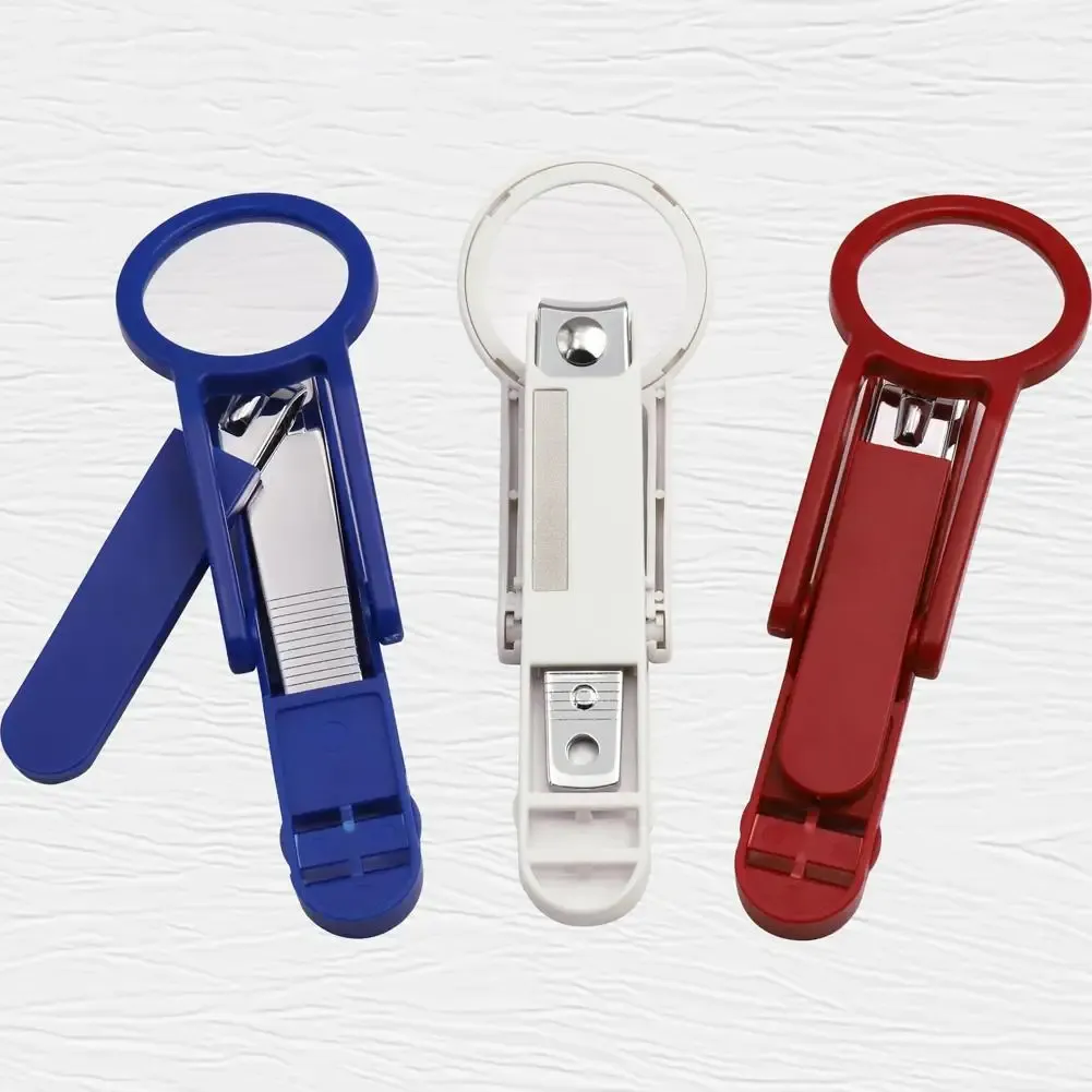 Coupe-ongles avec loupe pour seniors, pratique, en acier inoxydable, anti-éclaboussures, grand outil de beauté 3