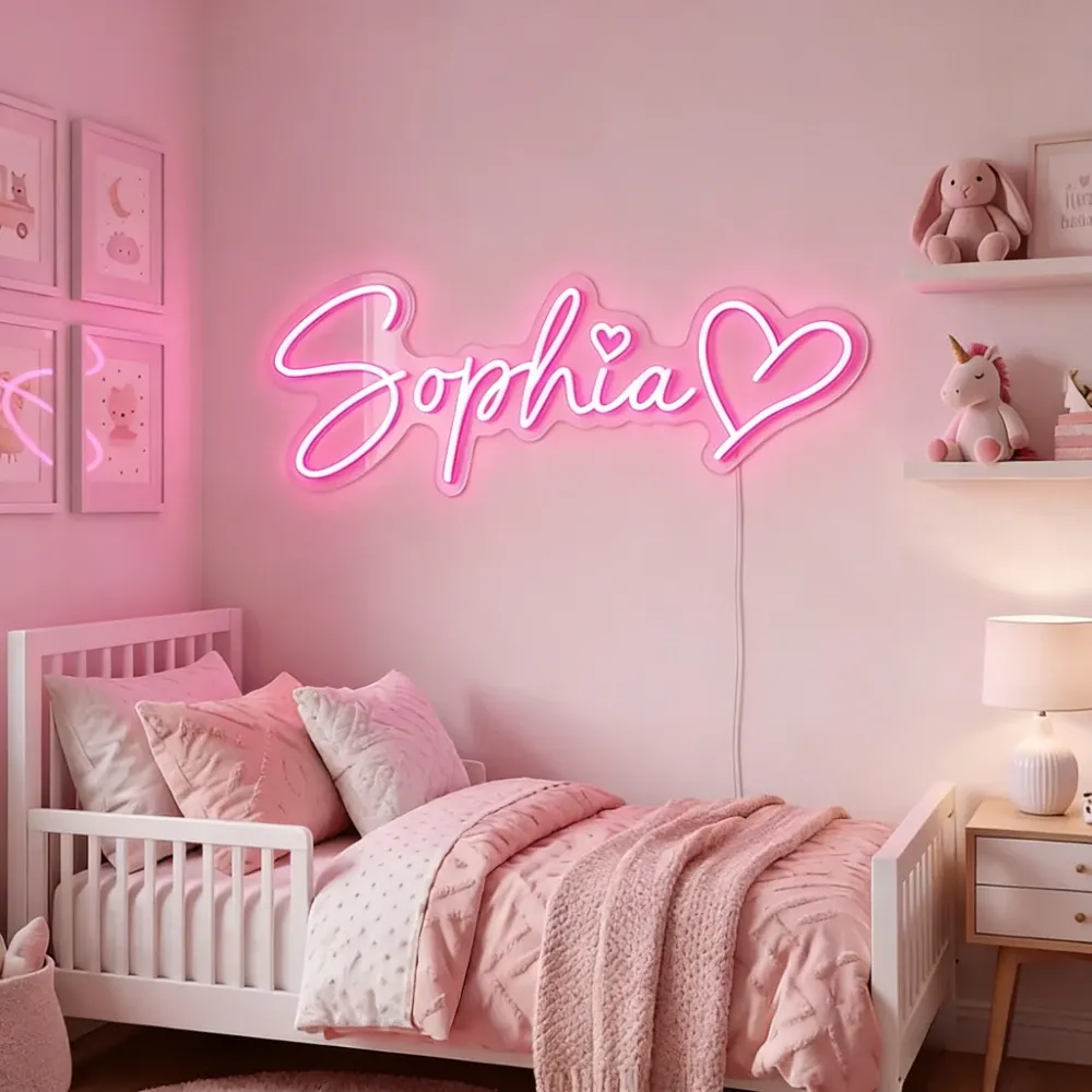 Enseigne néon LED personnalisée, veilleuse pour enfants et décoration de chambre, idéale en cadeau pour anniversaire ou mariage 3