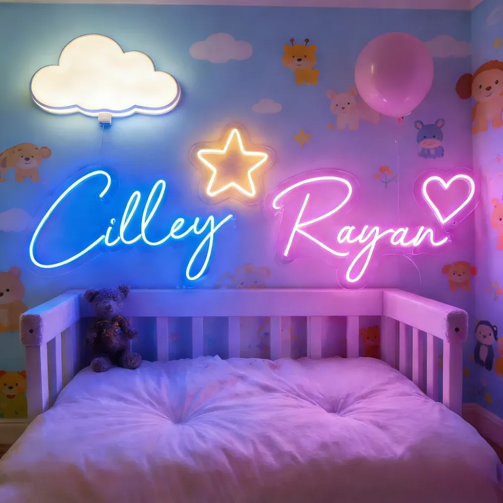 Enseigne néon LED personnalisée, veilleuse pour enfants et décoration de chambre, idéale en cadeau pour anniversaire ou mariage 2