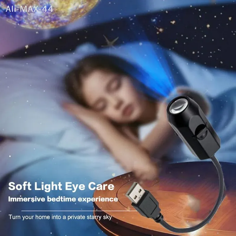 Lampe de projection USB Lune et Terre 360°, ciel étoilé, veilleuse avec télécommande pour chambre d'enfant 3