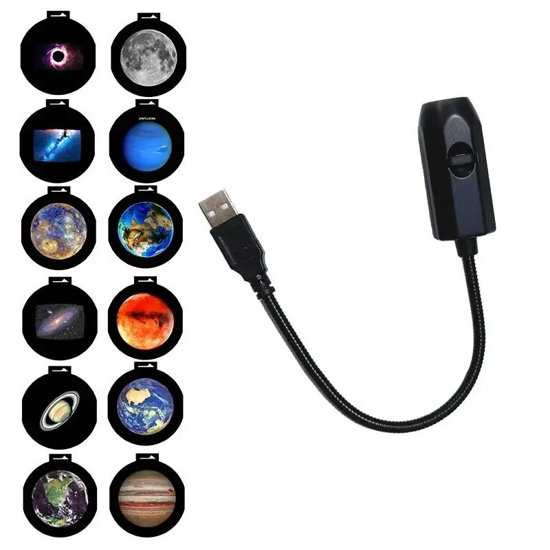 Lampe de projection USB Lune et Terre 360°, ciel étoilé, veilleuse avec télécommande pour chambre d'enfant 7