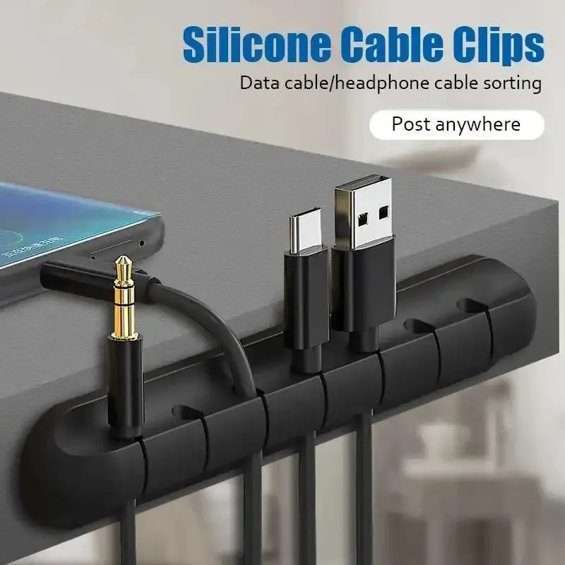 Organiseur de câbles USB en silicone, enrouleur de câbles, clips de gestion pour bureau, support de câbles pour souris, organisateur de fils d'écouteurs