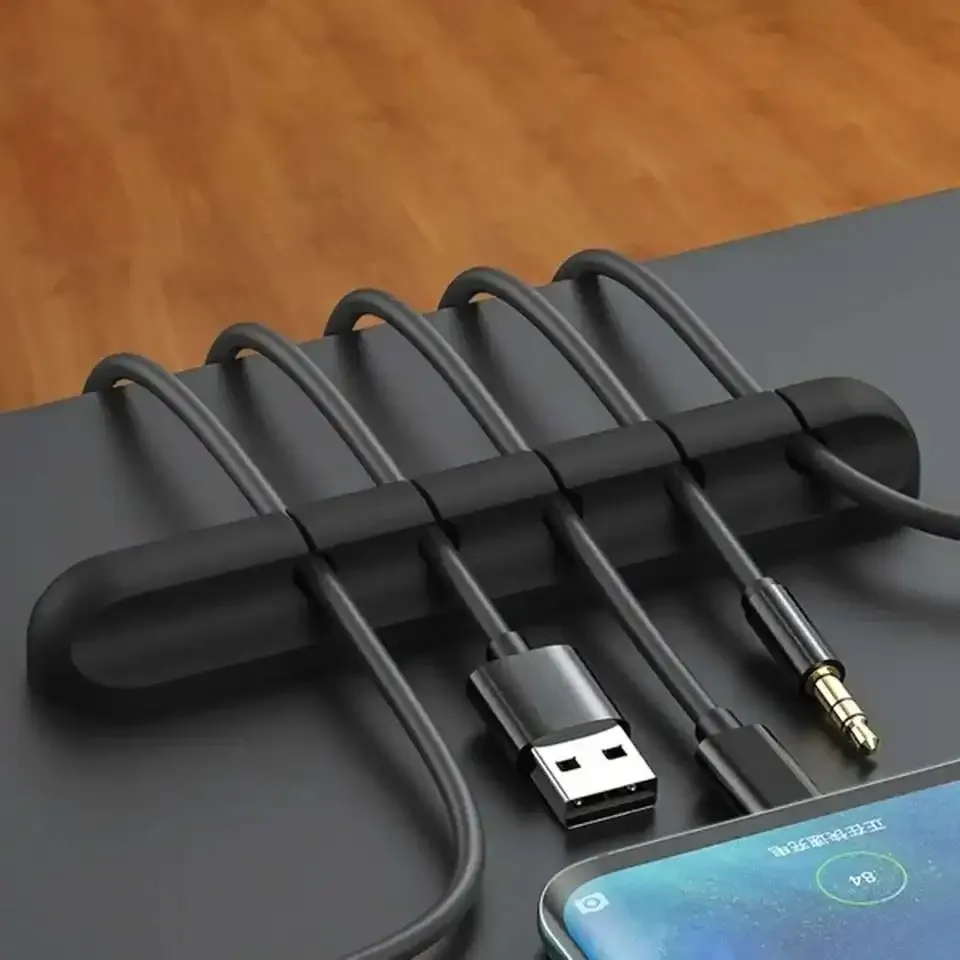 Organiseur de câbles USB en silicone, enrouleur de câbles, clips de gestion pour bureau, support de câbles pour souris, organisateur de fils d'écouteurs 3