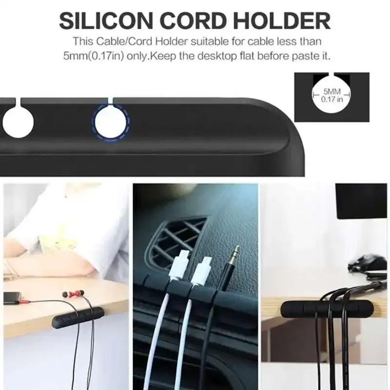 Organiseur de câbles USB en silicone, enrouleur de câbles, clips de gestion pour bureau, support de câbles pour souris, organisateur de fils d'écouteurs 5