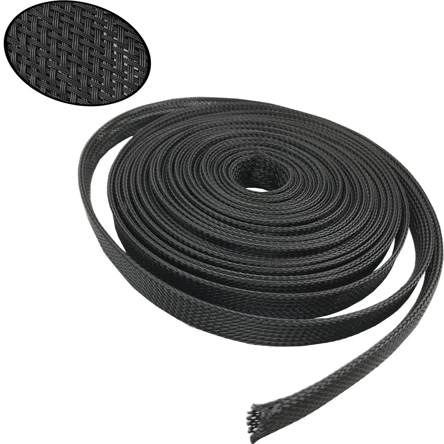Gaine tressée isolante noire en fil PET pour presse-étoupe, diamètres 4, 6, 8, 10, 12, 14, 20 et 25 mm 2