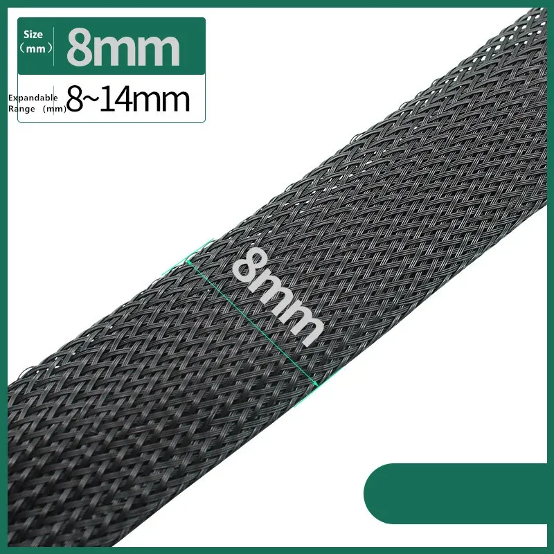 Gaine tressée isolante noire en fil PET pour presse-étoupe, diamètres 4, 6, 8, 10, 12, 14, 20 et 25 mm 12