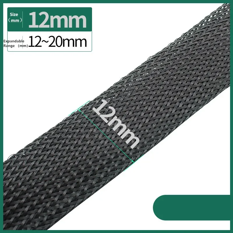 Gaine tressée isolante noire en fil PET pour presse-étoupe, diamètres 4, 6, 8, 10, 12, 14, 20 et 25 mm 15