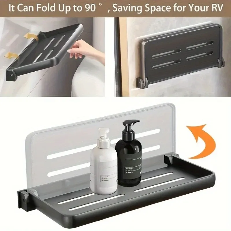 Support pliant mural en aluminium pour salle de bain, peu encombrant et facile à installer 2