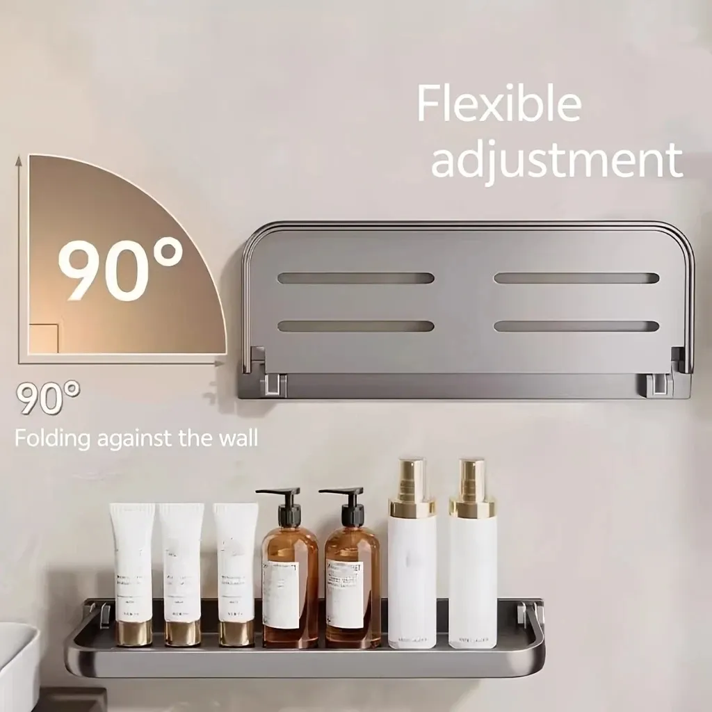 Support pliant mural en aluminium pour salle de bain, peu encombrant et facile à installer 3
