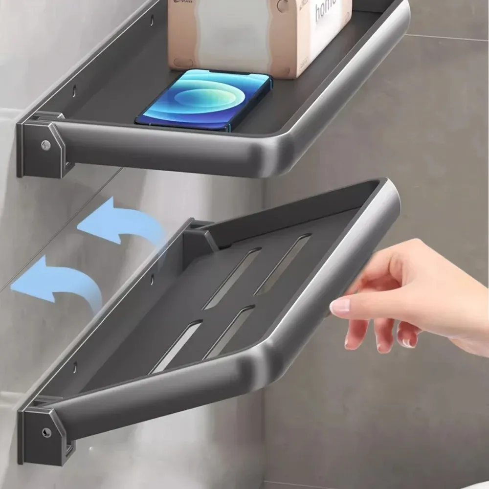 Support pliant mural de salle de bain en aluminium