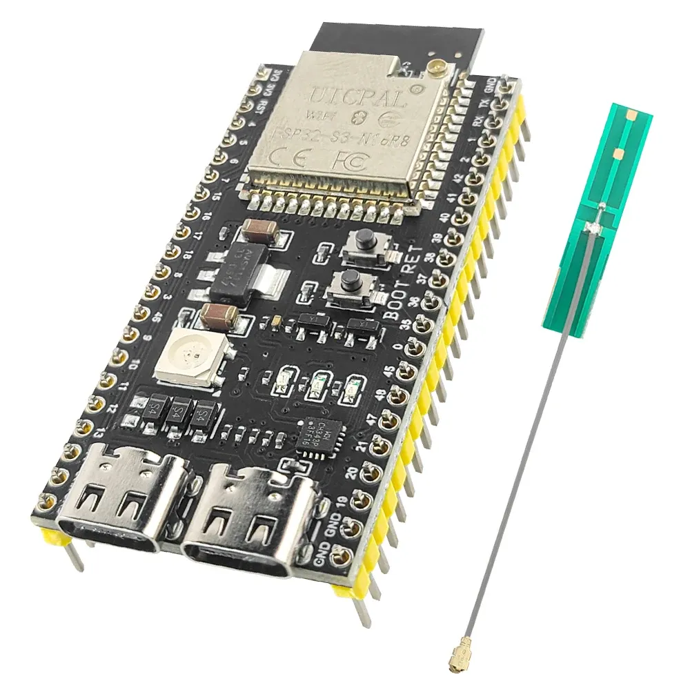 Carte de développement ESP32-S3 avec antenne externe, module Wi-Fi 2.4 GHz, compatible Arduino IDF, IoT, N16R8, CH343, port USB Type-C 6