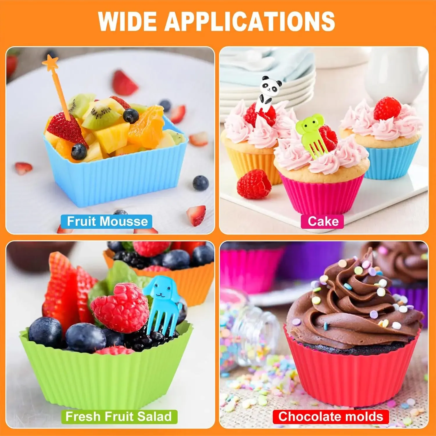Détail des doublures en silicone pour gâteaux