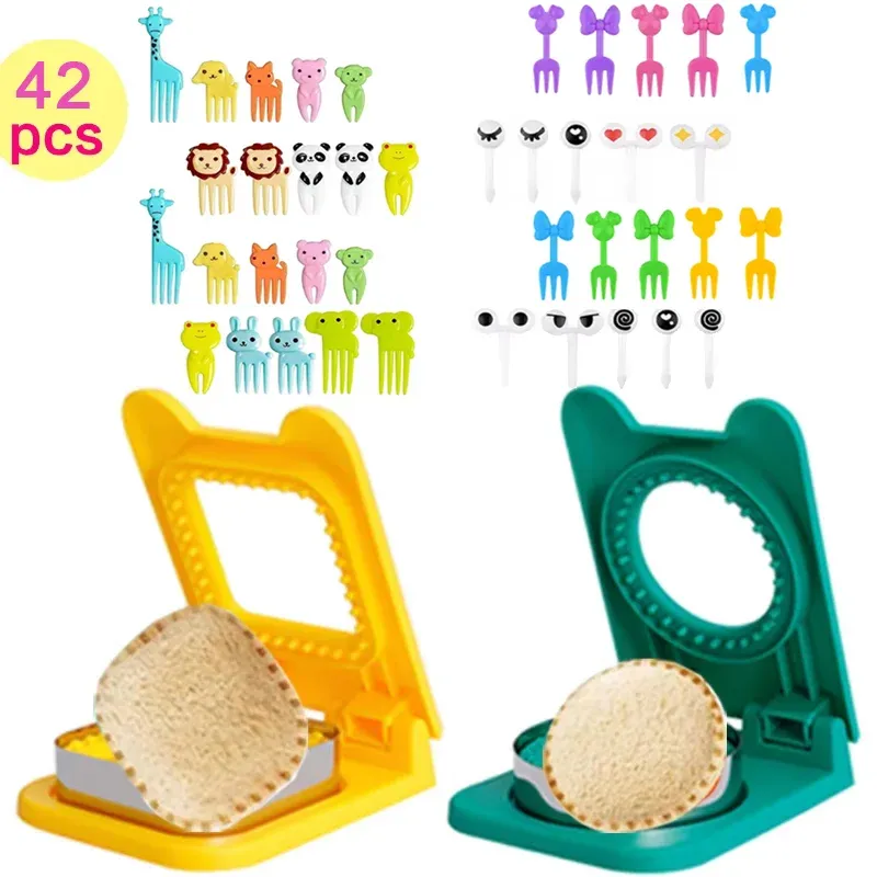 Accessoires de boîte à déjeuner pour enfants : moules en silicone pour gâteaux, fourchette à fruits et couvre-dents 35
