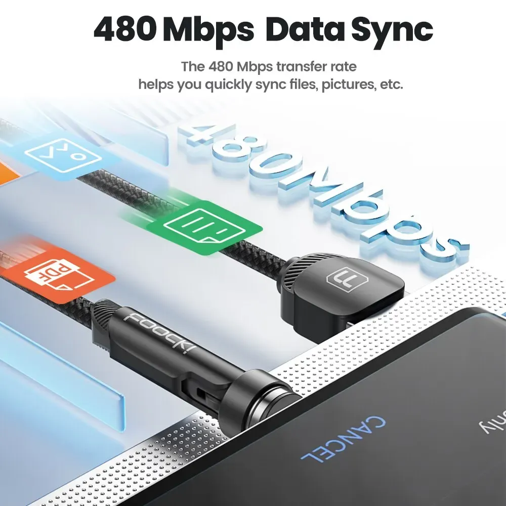 Toocki Câble magnétique rotatif à 540° Micro USB / Type-C pour recharge rapide et transfert de données, compatible iPhone 12/X et Xiaomi 2