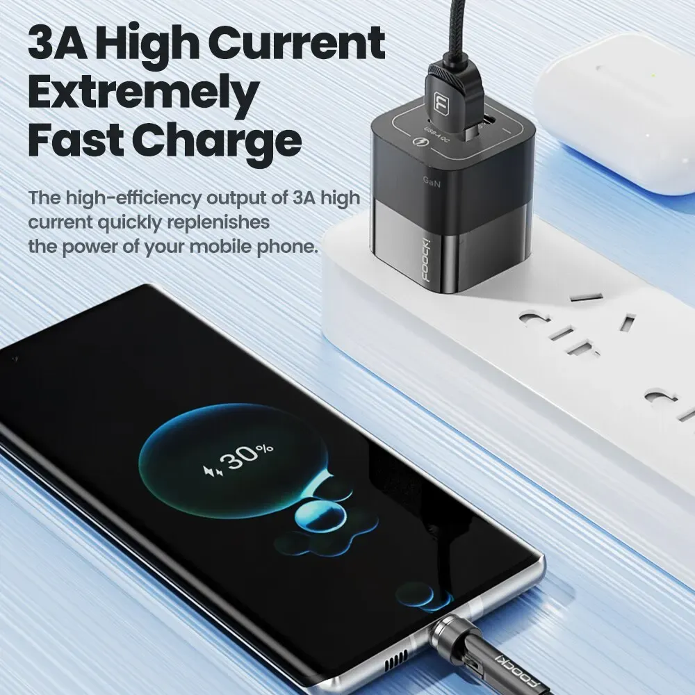 Toocki Câble magnétique rotatif à 540° Micro USB / Type-C pour recharge rapide et transfert de données, compatible iPhone 12/X et Xiaomi 3