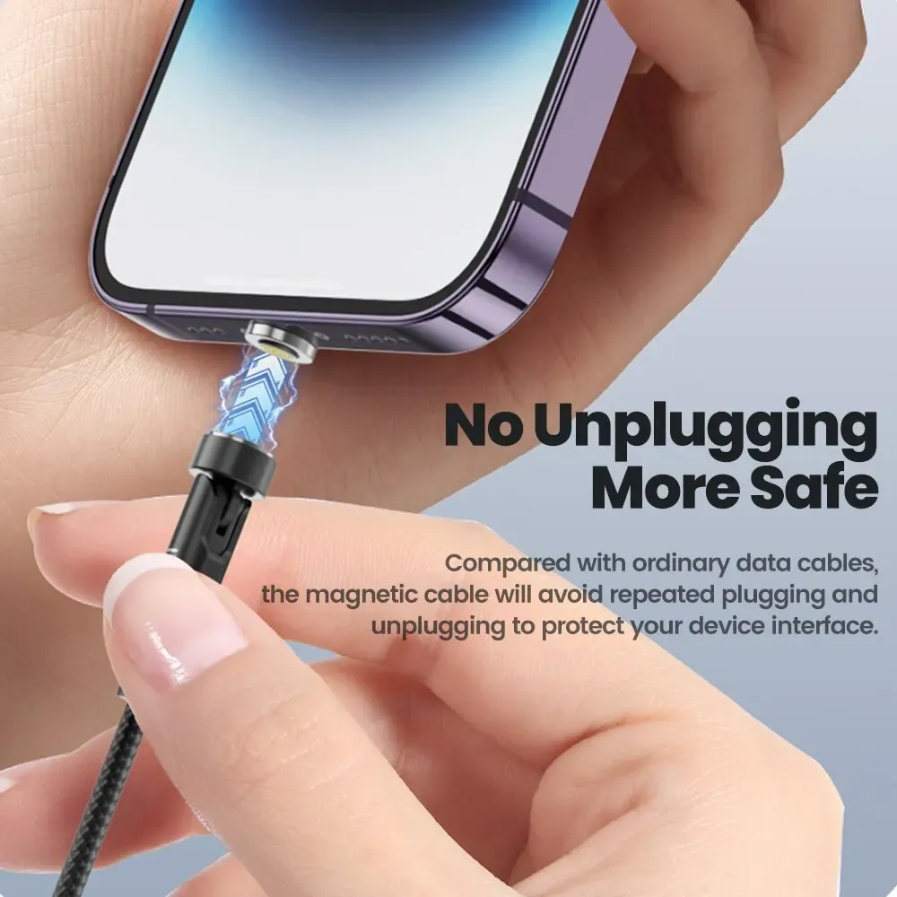 Toocki Câble magnétique rotatif à 540° Micro USB / Type-C pour recharge rapide et transfert de données, compatible iPhone 12/X et Xiaomi 4