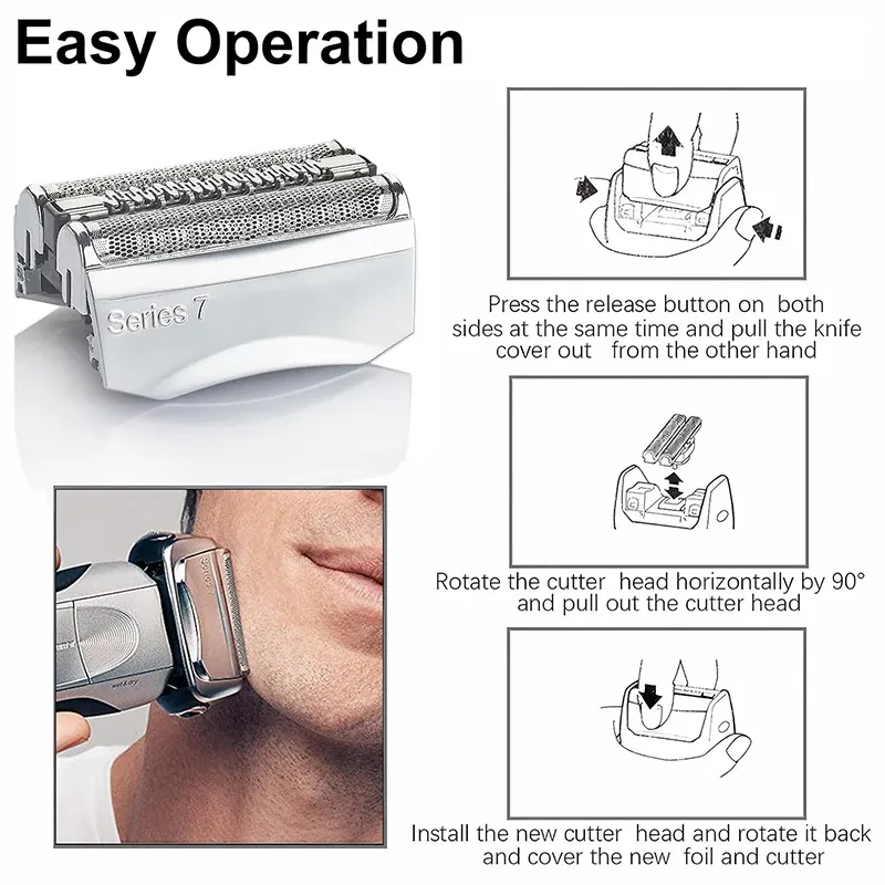 Tête de rechange pour rasoir électrique Braun Série 7 70S, compatible avec les modèles Series 7 720cc, 730cc, 735s, 750cc et 760cc 2