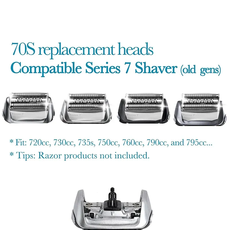Tête de rechange pour rasoir électrique Braun Série 7 70S, compatible avec les modèles Series 7 720cc, 730cc, 735s, 750cc et 760cc 3