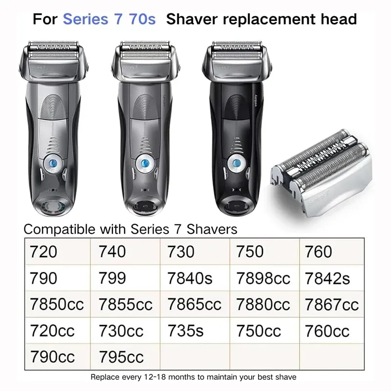 Tête de rechange pour rasoir électrique Braun Série 7 70S, compatible avec les modèles Series 7 720cc, 730cc, 735s, 750cc et 760cc 5