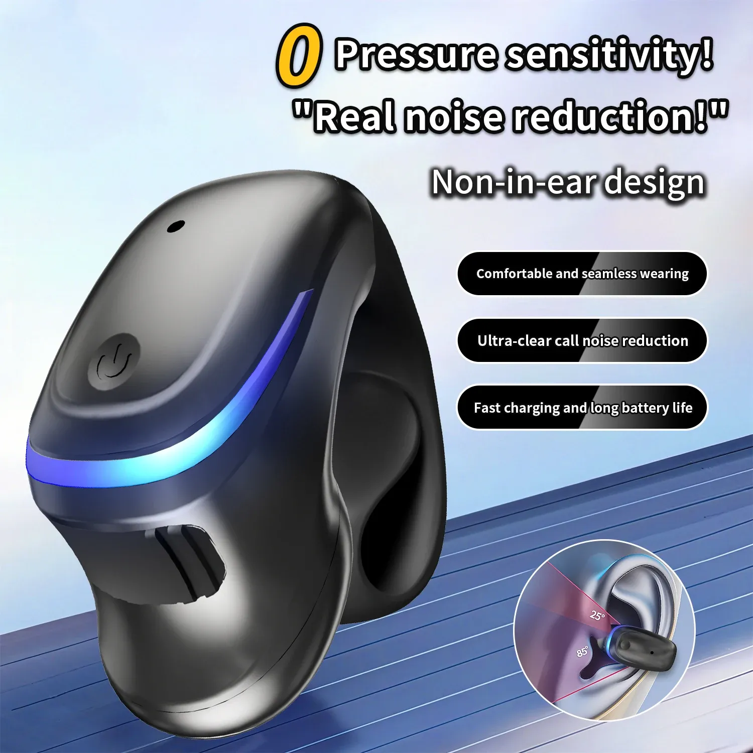 Écouteurs sans fil Bluetooth 5.3 à conduction osseuse, écouteurs sportifs à clip pour iPhone, Huawei, Realme et OPPO 4