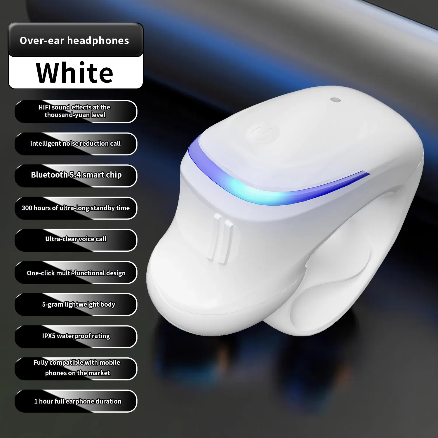 Écouteurs sans fil Bluetooth 5.3 à conduction osseuse, écouteurs sportifs à clip pour iPhone, Huawei, Realme et OPPO 8