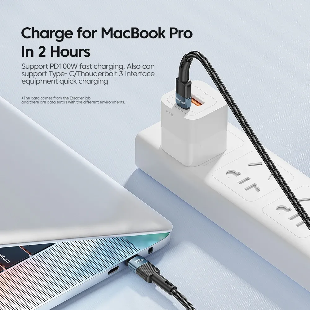 Câble USB-C vers USB-C Essager 100 W à charge rapide PD, 3 m, pour MacBook, Samsung et Xiaomi 3