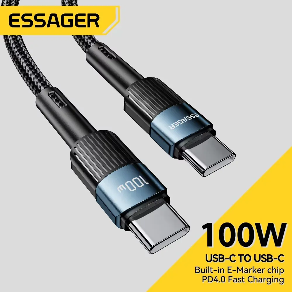 Câble USB-C vers USB-C Essager 100 W à charge rapide PD, 3 m, pour MacBook, Samsung et Xiaomi 1