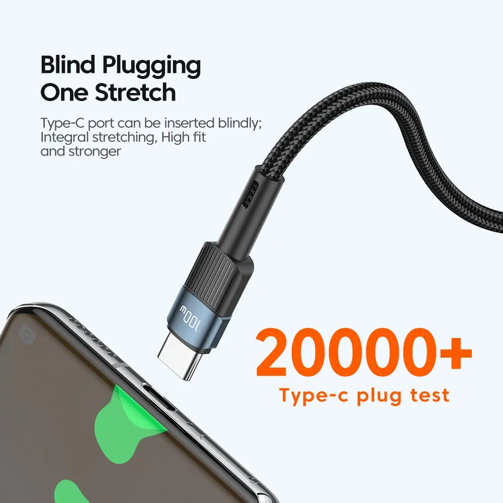 Câble USB-C vers USB-C Essager 100 W à charge rapide PD, 3 m, pour MacBook, Samsung et Xiaomi 5