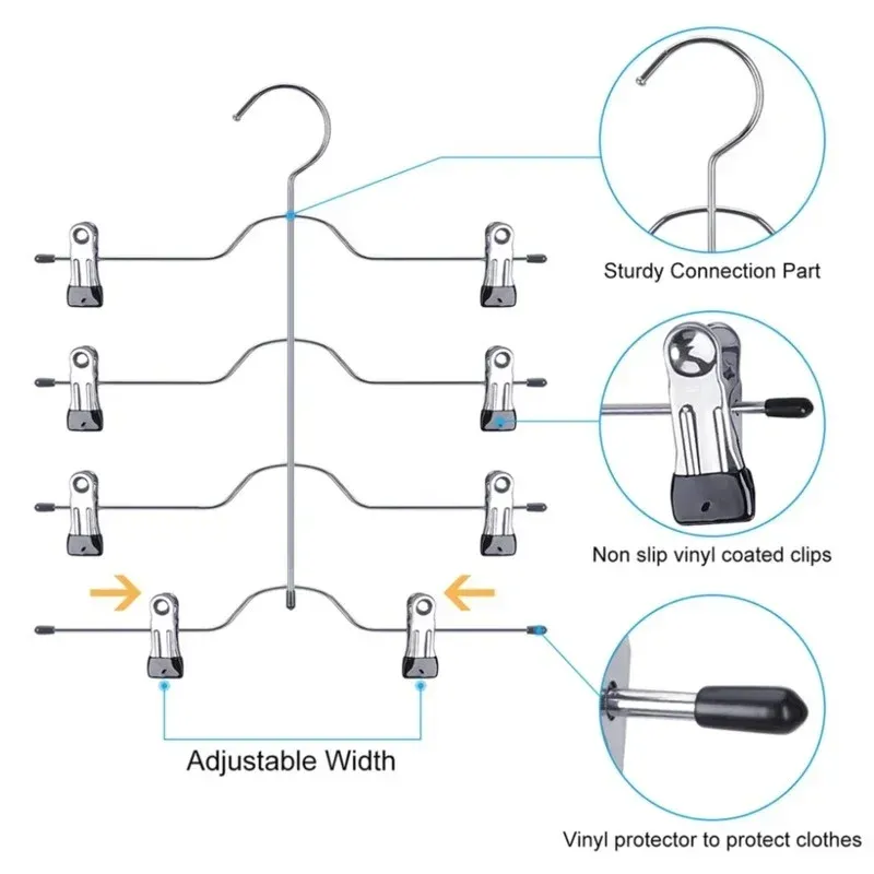 Cintre à pantalons multifonction à 4 niveaux pour rangement de vêtements 3