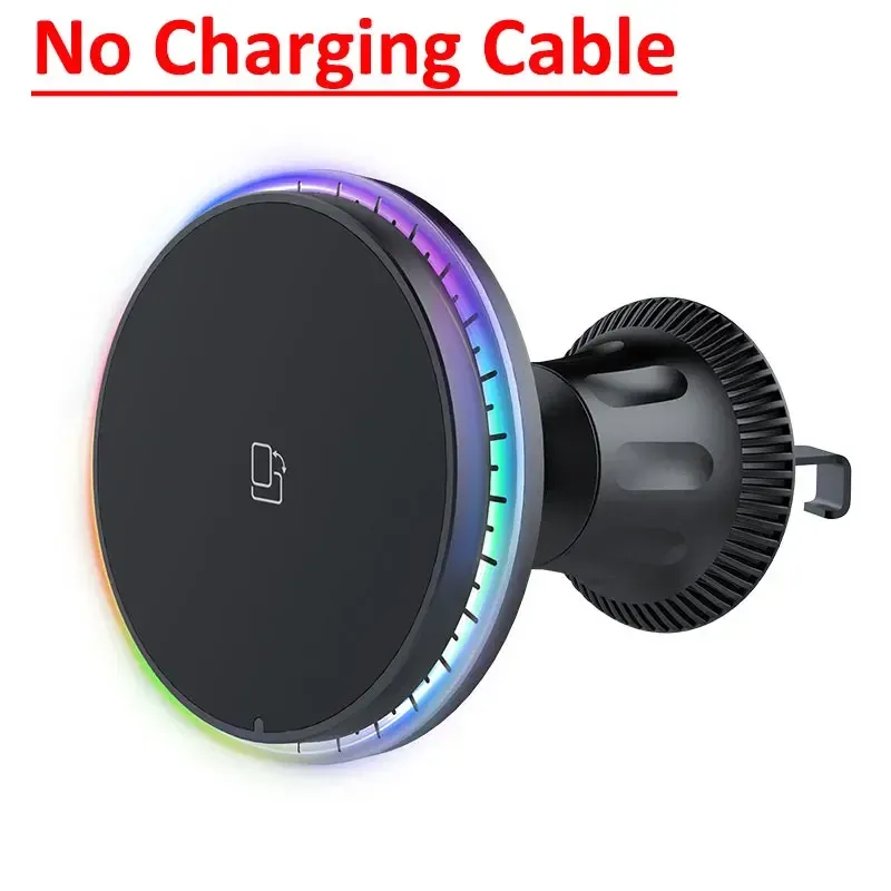 Chargeur magnétique sans fil pour voiture RGB, compatible iPhone 12 à 17 Pro Max, support de téléphone MagSafe pour voiture, station de charge rapide 13