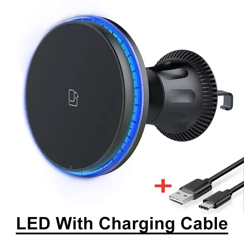 Chargeur magnétique sans fil pour voiture RGB, compatible iPhone 12 à 17 Pro Max, support de téléphone MagSafe pour voiture, station de charge rapide 11