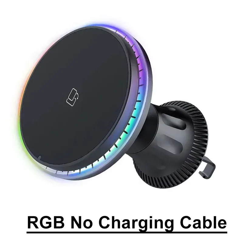 Chargeur magnétique sans fil pour voiture RGB, compatible iPhone 12 à 17 Pro Max, support de téléphone MagSafe pour voiture, station de charge rapide 12